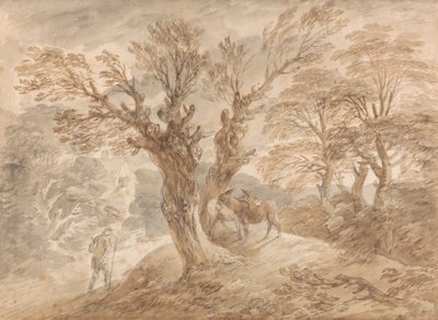Wooded Landscape with Peasant and Donkeys by Thomas Gainsborough